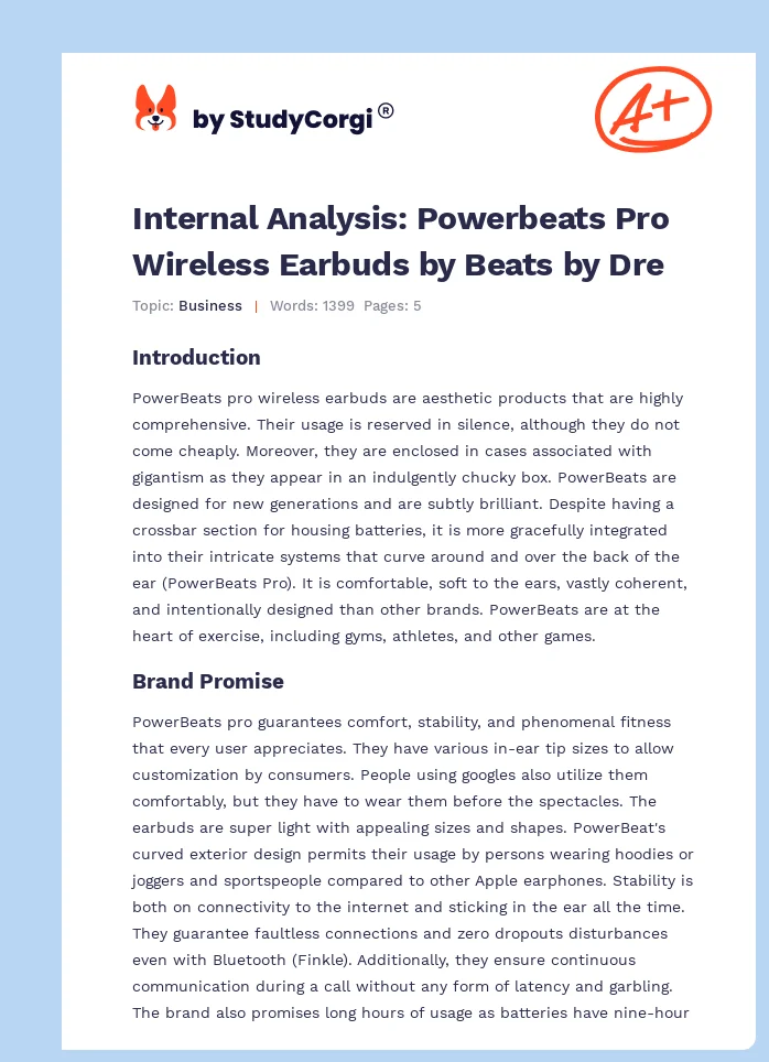 Internal Analysis: Powerbeats Pro Wireless Earbuds by Beats by Dre. Page 1