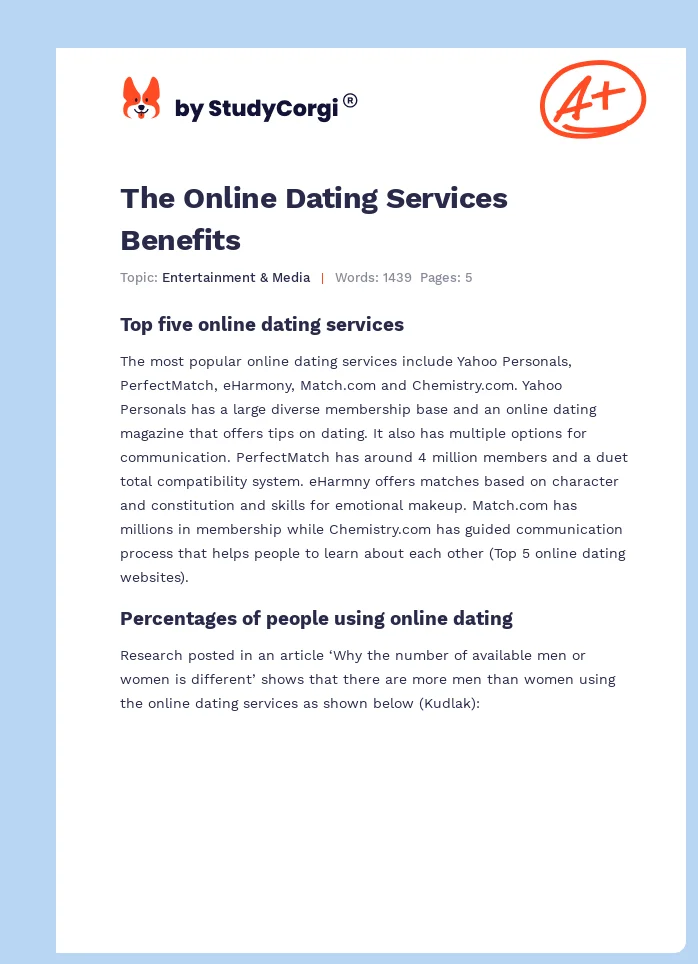 The Online Dating Services Benefits. Page 1