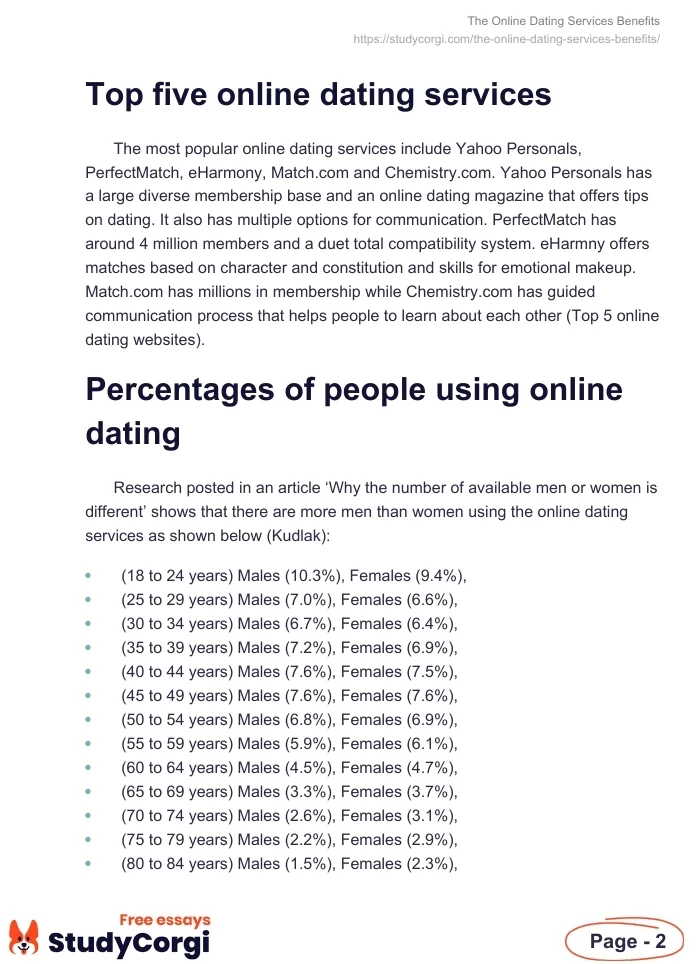 The Online Dating Services Benefits. Page 2