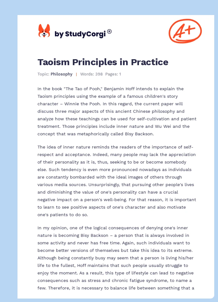 Taoism Principles in Practice. Page 1