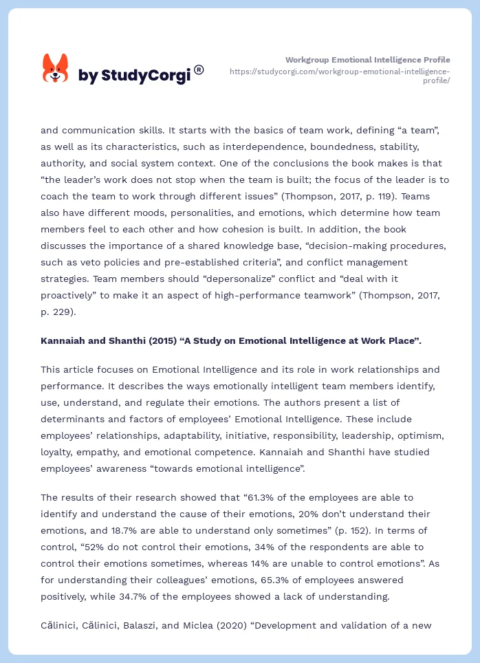 Workgroup Emotional Intelligence Profile. Page 2