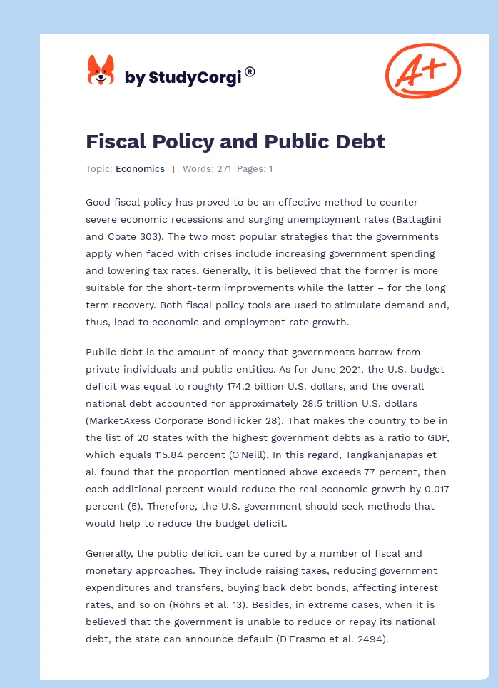 Fiscal Policy and Public Debt. Page 1