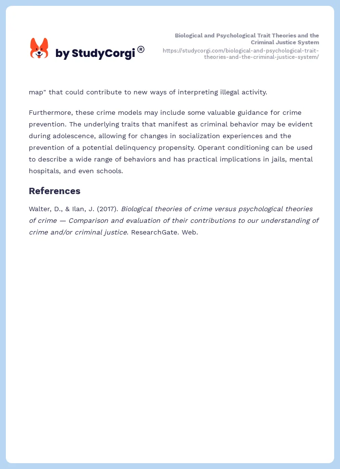 Biological and Psychological Trait Theories and the Criminal Justice System. Page 2