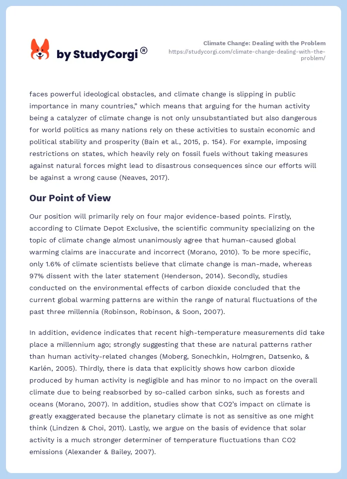 Climate Change: Dealing with the Problem. Page 2