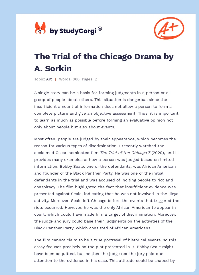 The Trial of the Chicago Drama by A. Sorkin. Page 1