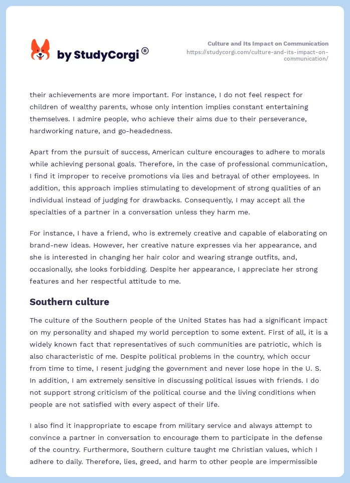 Culture and Its Impact on Communication. Page 2