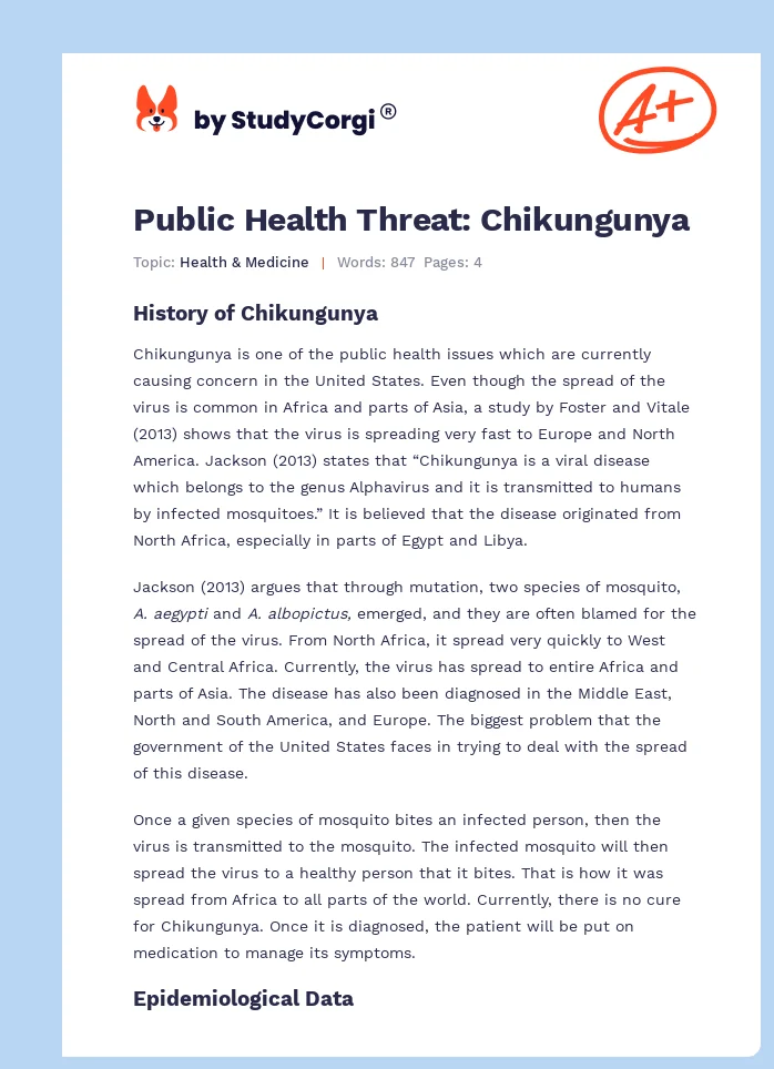 Public Health Threat: Chikungunya. Page 1