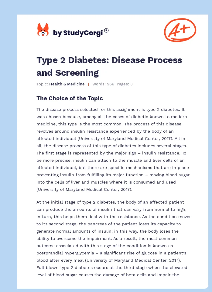 Type 2 Diabetes: Disease Process and Screening. Page 1