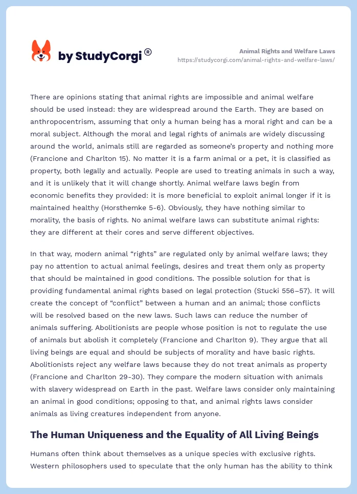 Animal Rights and Welfare Laws. Page 2