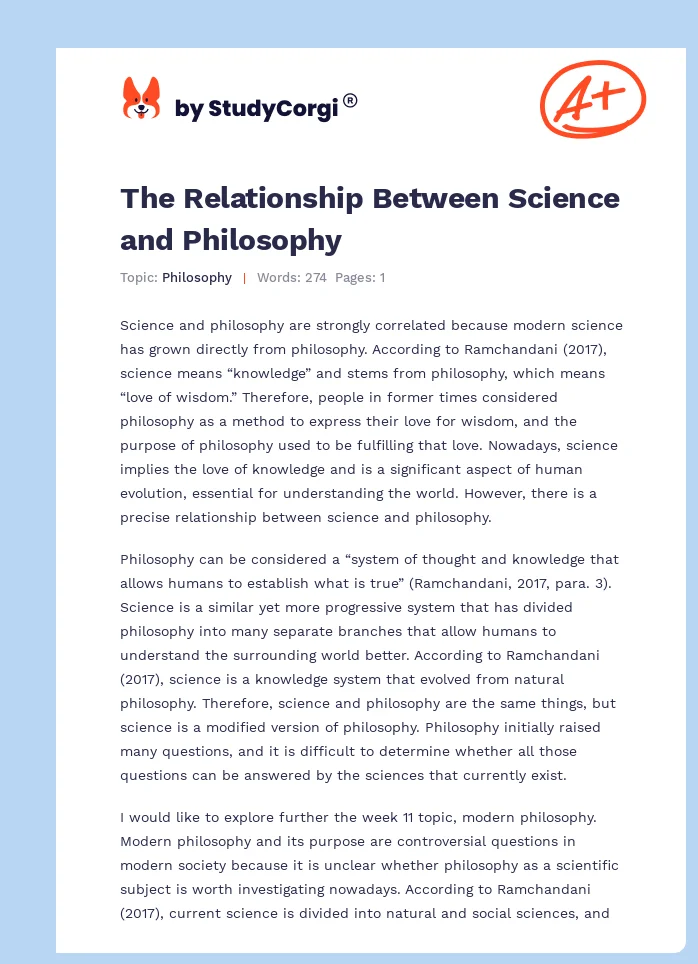 The Relationship Between Science and Philosophy. Page 1