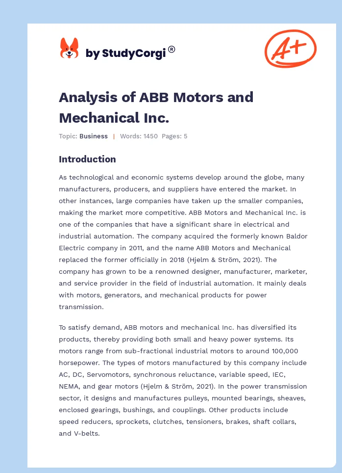 Analysis of ABB Motors and Mechanical Inc.. Page 1