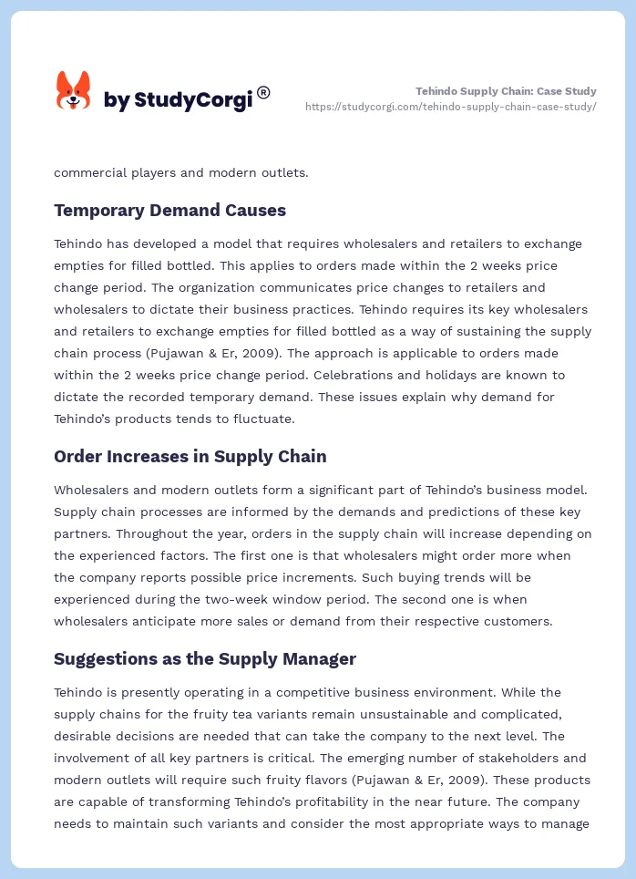 Tehindo Supply Chain: Case Study. Page 2