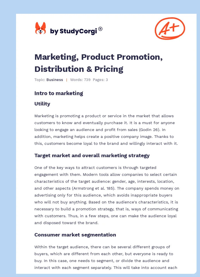 Marketing, Product Promotion, Distribution & Pricing. Page 1