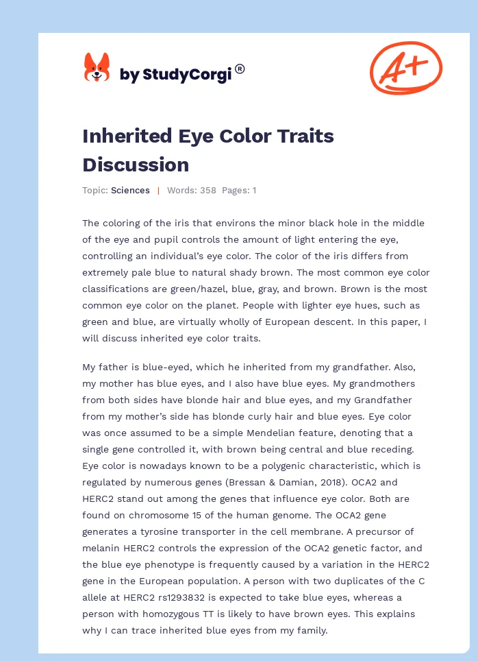Inherited Eye Color Traits Discussion. Page 1