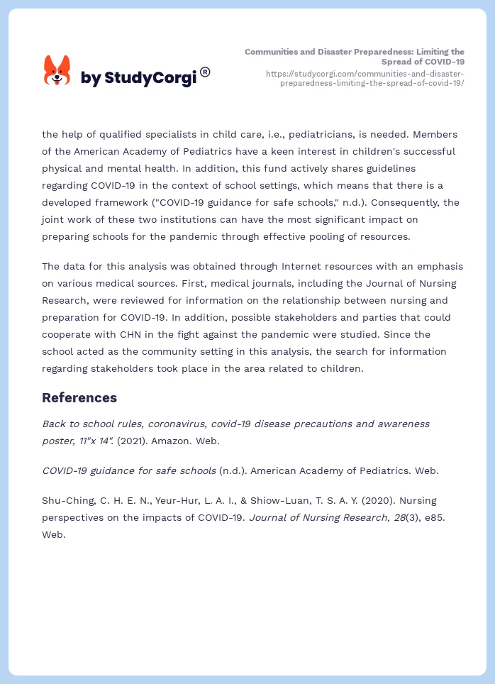 Communities and Disaster Preparedness: Limiting the Spread of COVID-19. Page 2