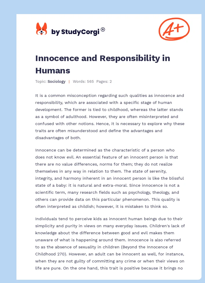 Innocence and Responsibility in Humans. Page 1