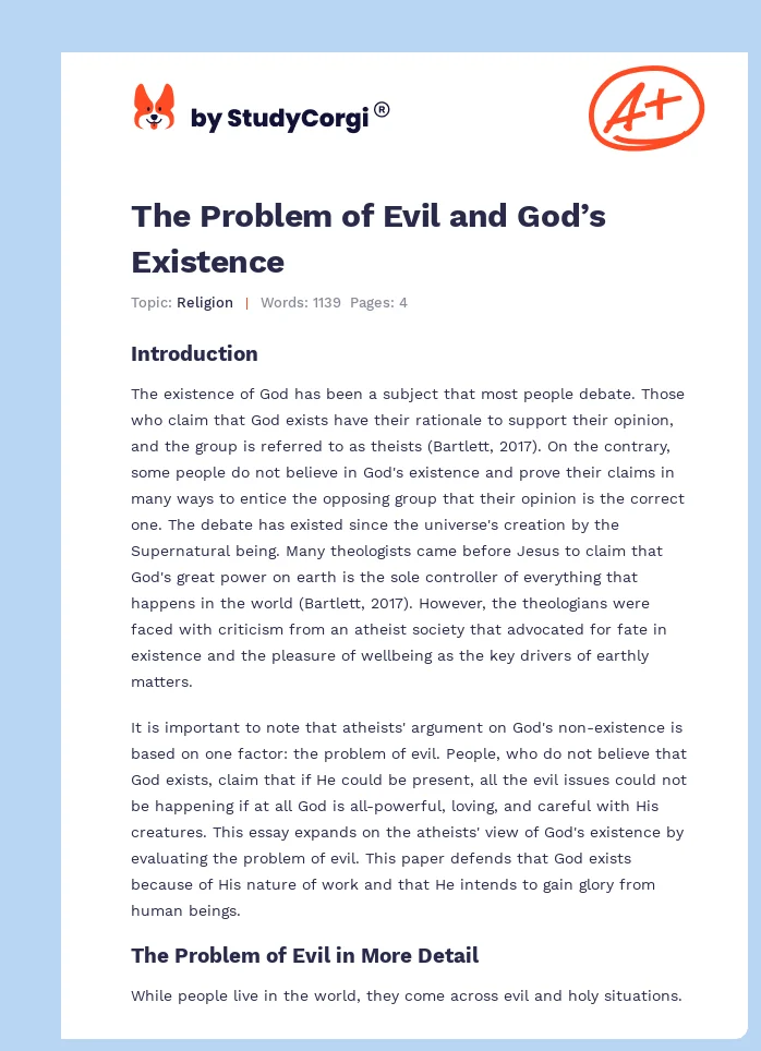 The Problem of Evil and God’s Existence. Page 1