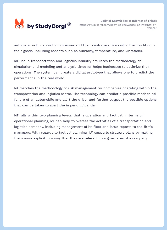 Body of Knowledge of Internet of Things. Page 2