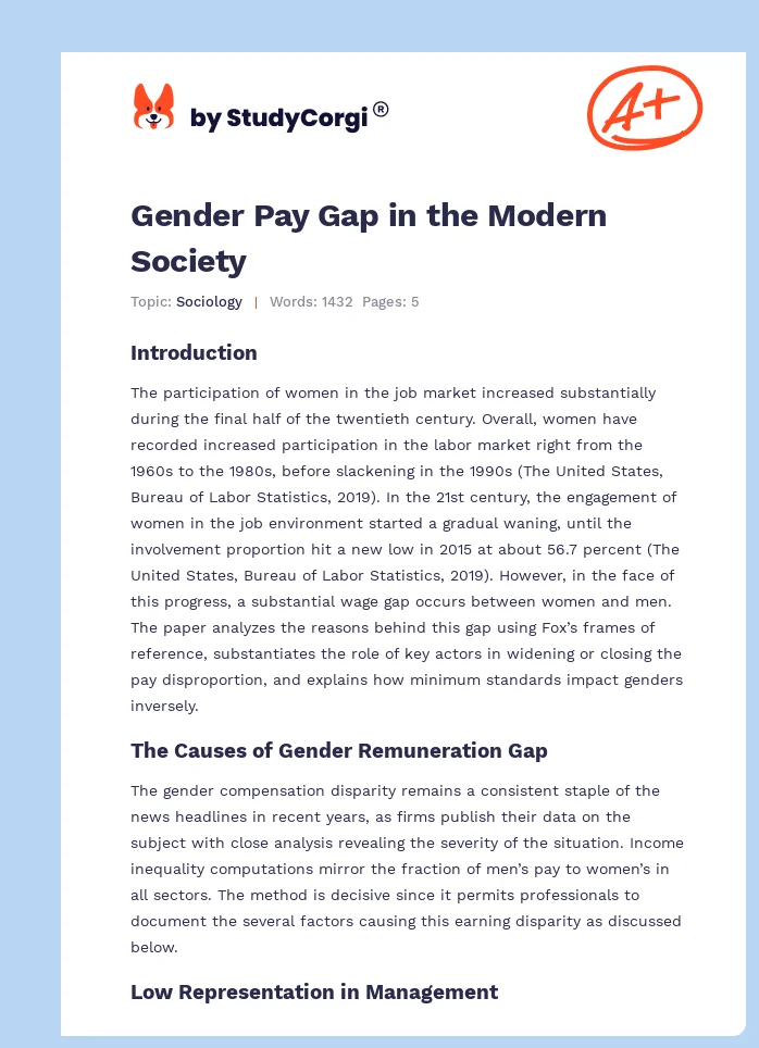 Gender Pay Gap in the Modern Society. Page 1