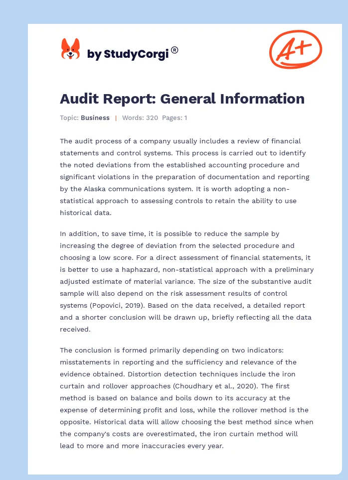 Audit Report: General Information. Page 1
