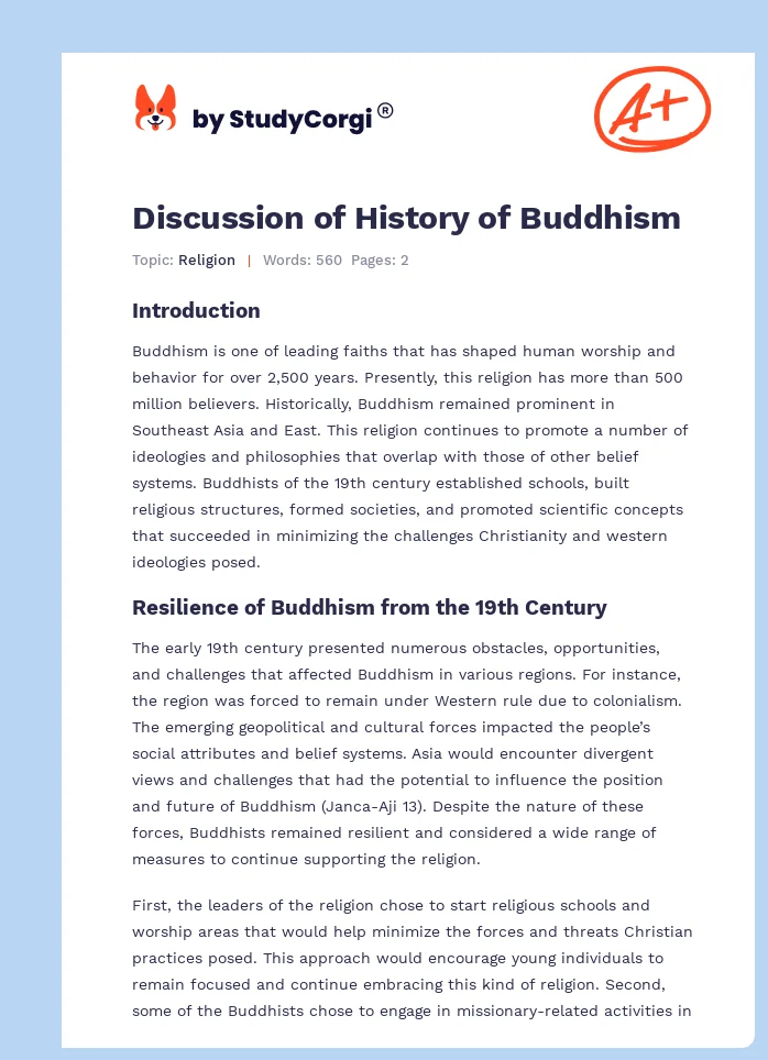 Discussion of History of Buddhism. Page 1