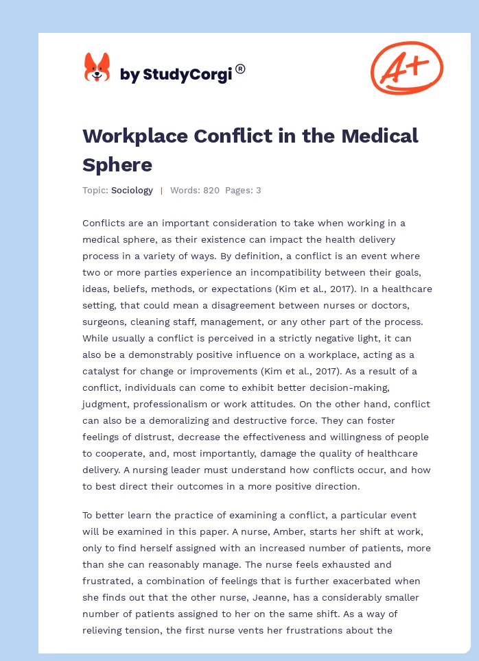 Workplace Conflict in the Medical Sphere. Page 1