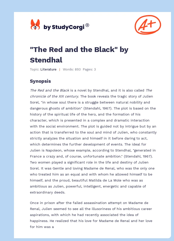"The Red and the Black" by Stendhal. Page 1