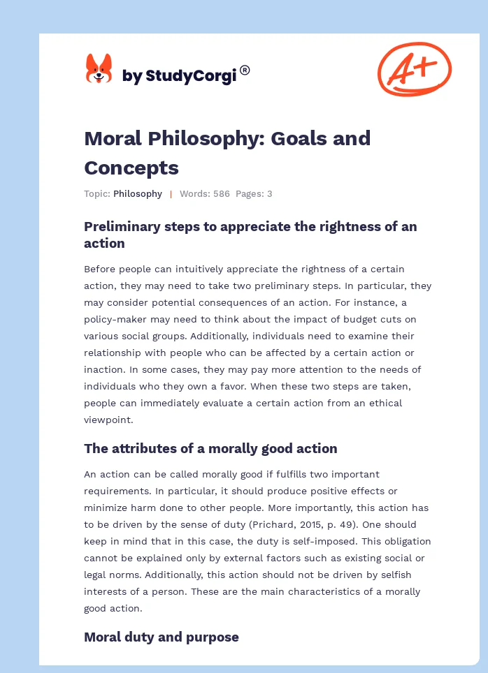 Moral Philosophy: Goals and Concepts. Page 1