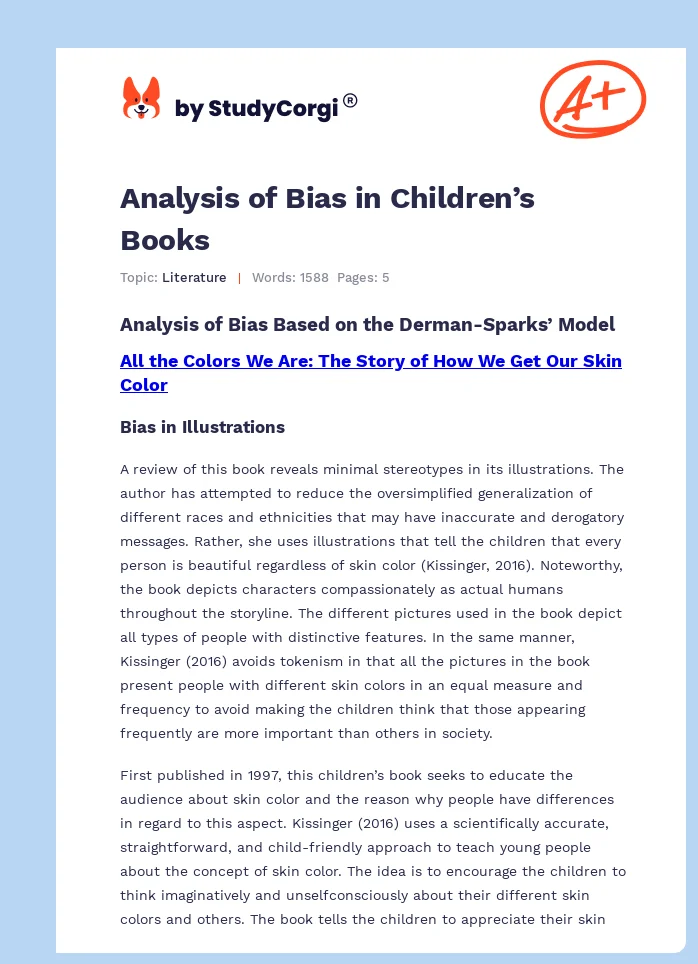 Analysis of Bias in Children’s Books. Page 1