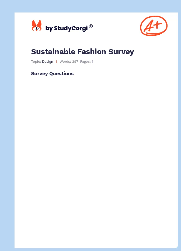 Sustainable Fashion Survey. Page 1