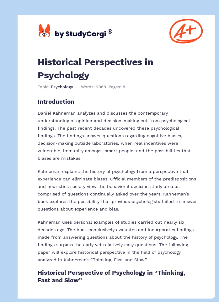 Historical Perspectives in Psychology. Page 1