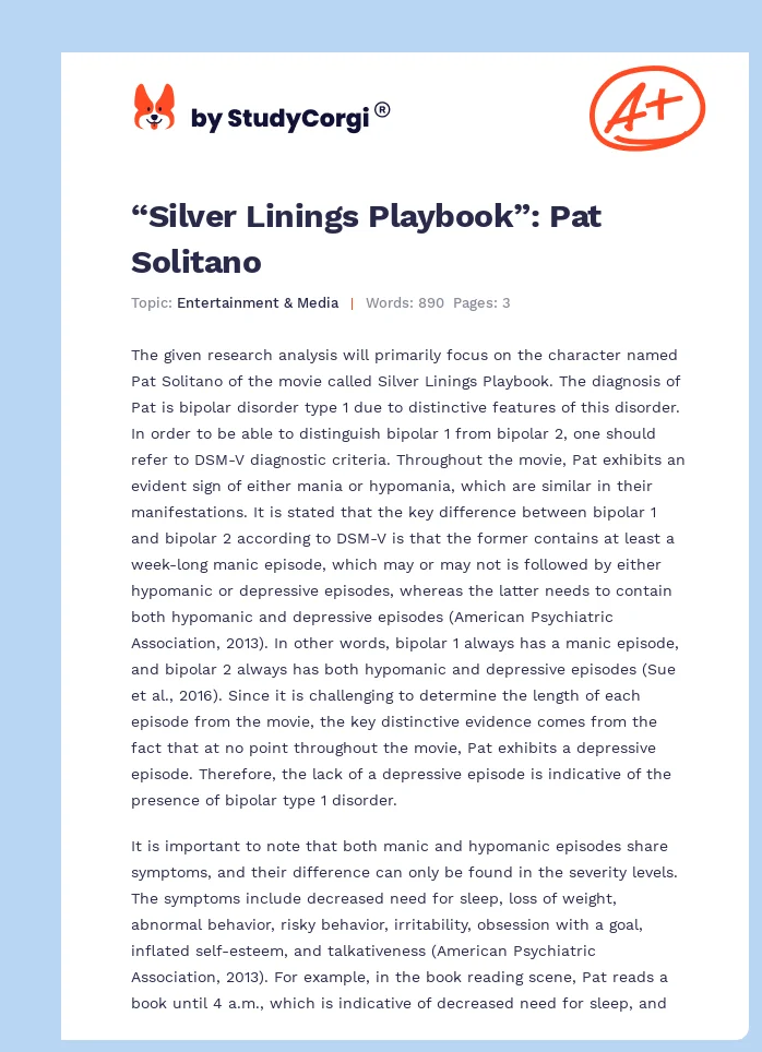 “Silver Linings Playbook”: Pat Solitano. Page 1