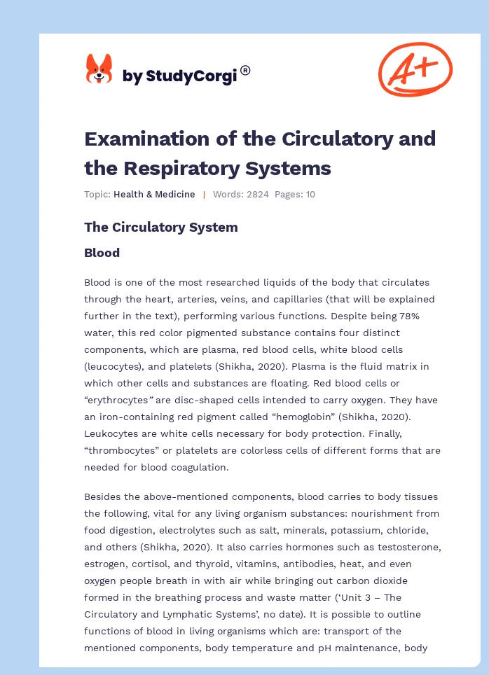 Examination of the Circulatory and the Respiratory Systems. Page 1