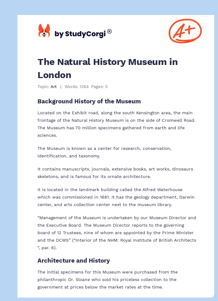 The Natural History Museum in London. Page 1