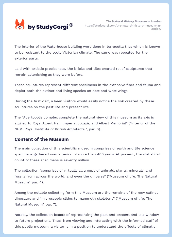 The Natural History Museum in London. Page 2