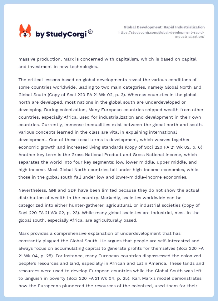 Global Development: Rapid Industrialization. Page 2