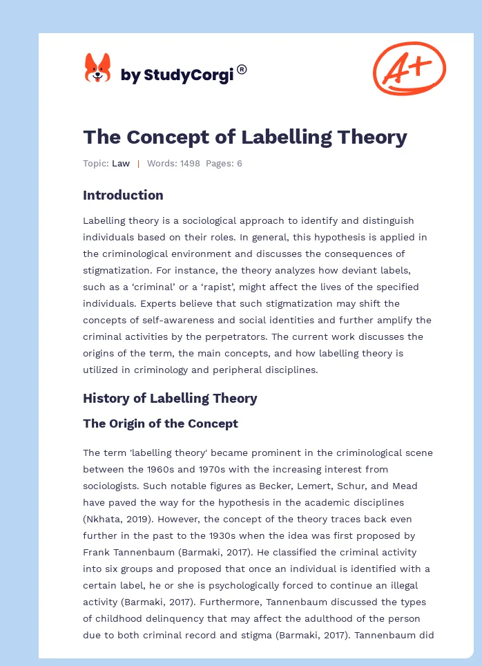 The Concept of Labelling Theory. Page 1