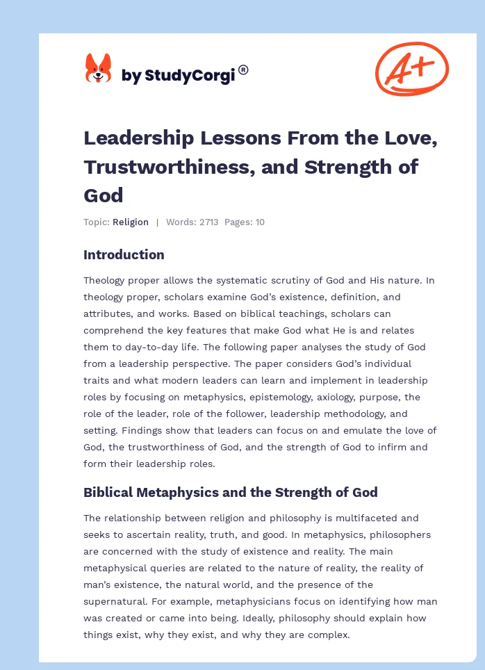 Leadership Lessons From the Love, Trustworthiness, and Strength of God. Page 1