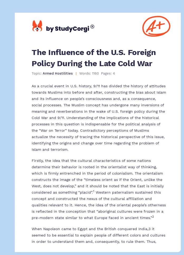 The Influence of the U.S. Foreign Policy During the Late Cold War. Page 1