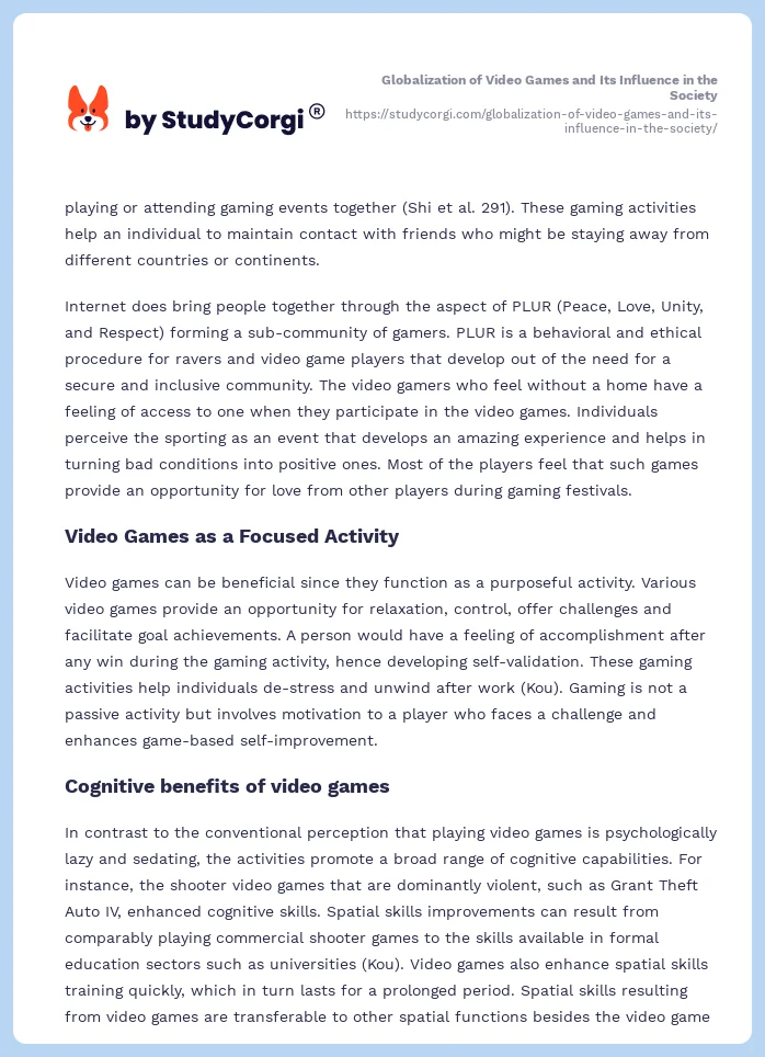 Globalization of Video Games and Its Influence in the Society. Page 2