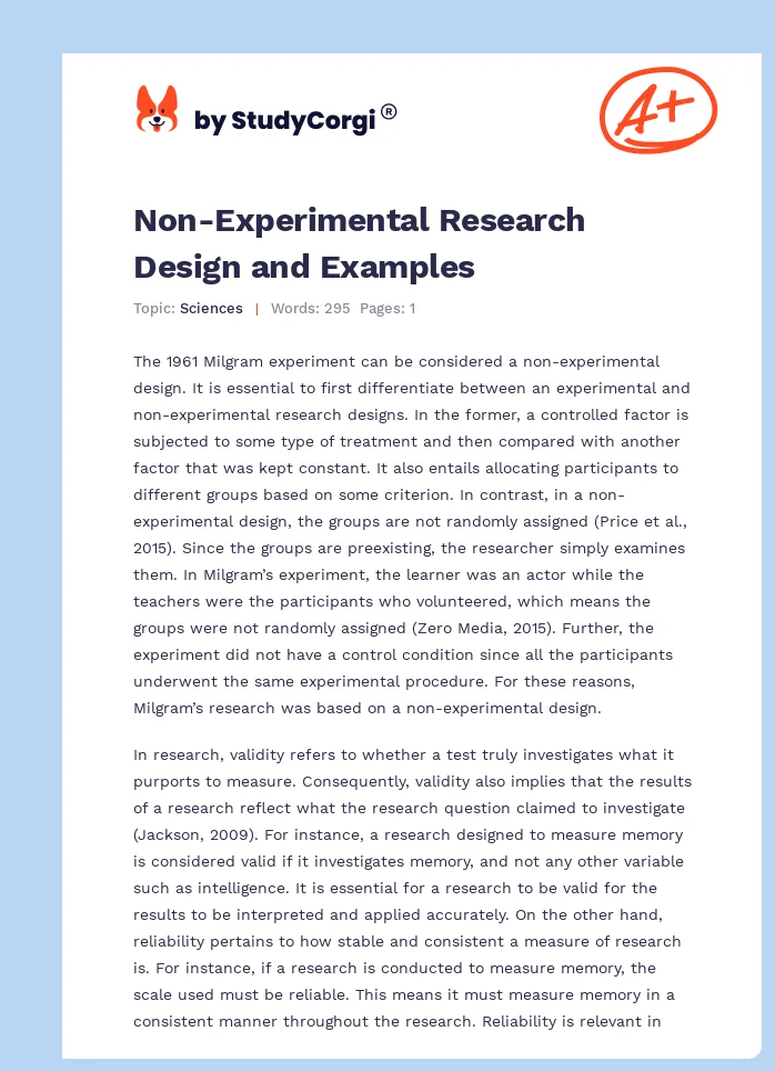 Non-Experimental Research Design and Examples. Page 1