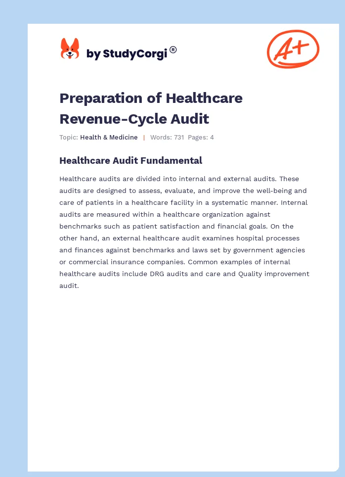 Preparation of Healthcare Revenue-Cycle Audit. Page 1