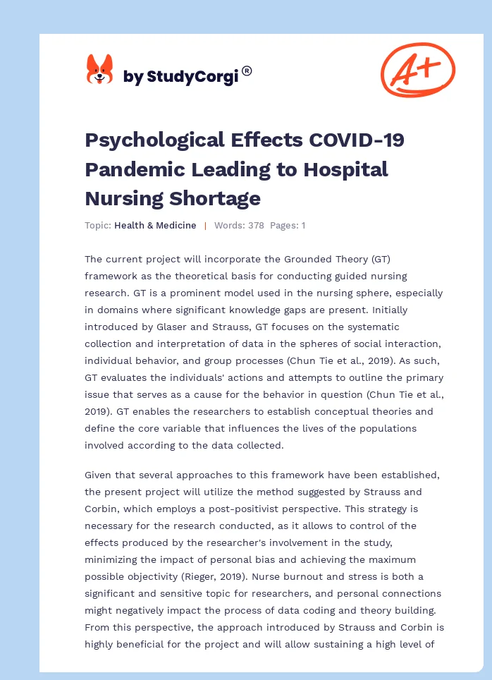 Psychological Effects COVID-19 Pandemic Leading to Hospital Nursing Shortage. Page 1