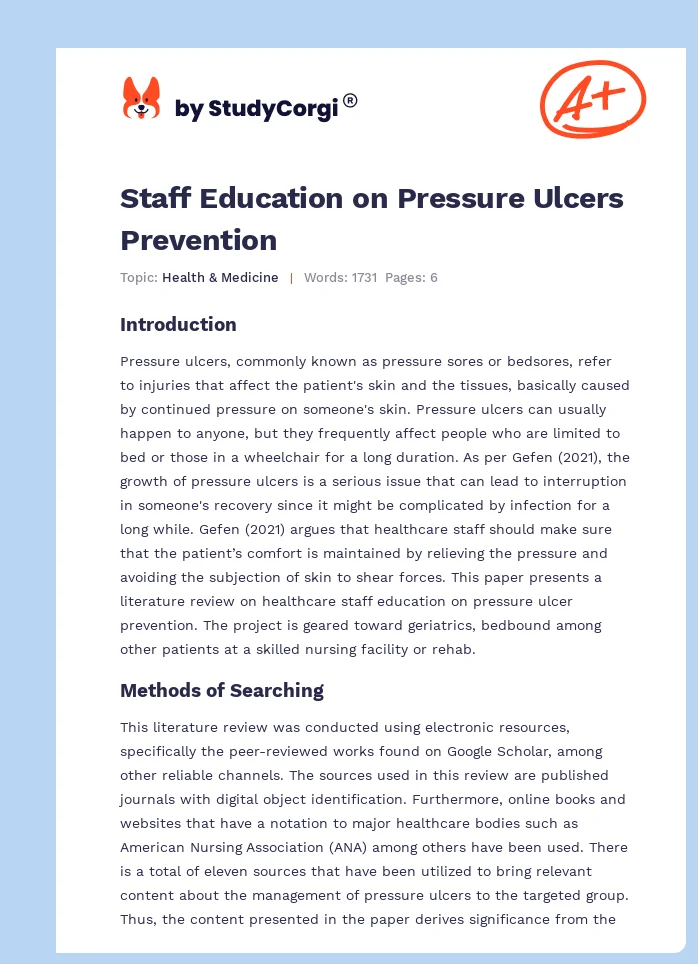 Staff Education on Pressure Ulcers Prevention. Page 1