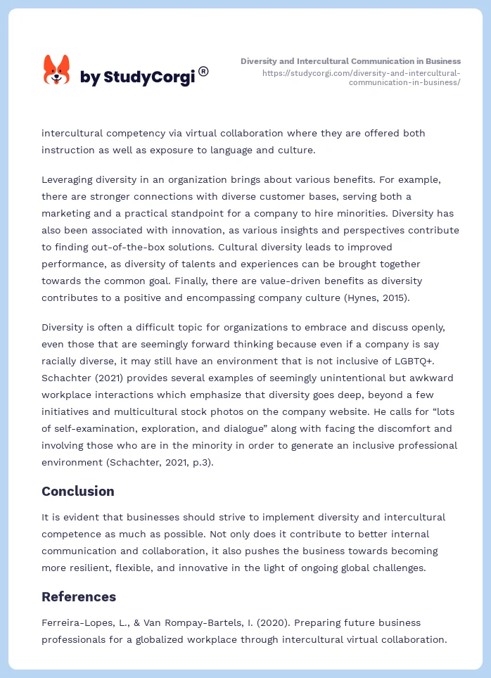 Diversity and Intercultural Communication in Business. Page 2