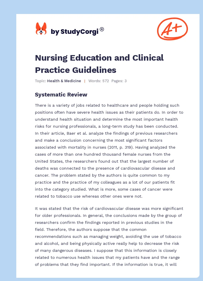 Nursing Education and Clinical Practice Guidelines. Page 1