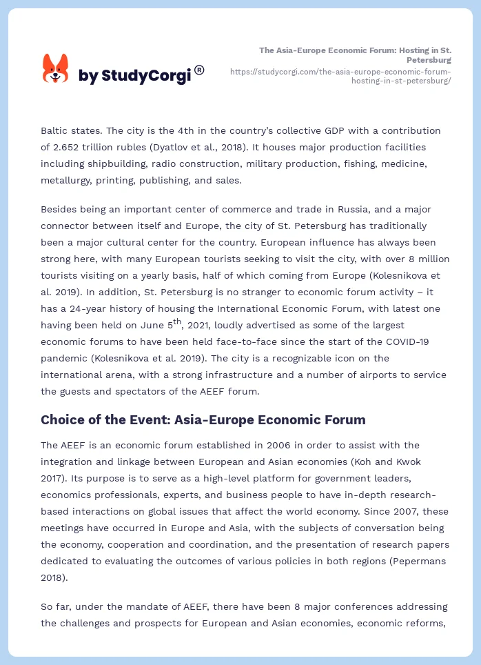 The Asia-Europe Economic Forum: Hosting in St. Petersburg. Page 2