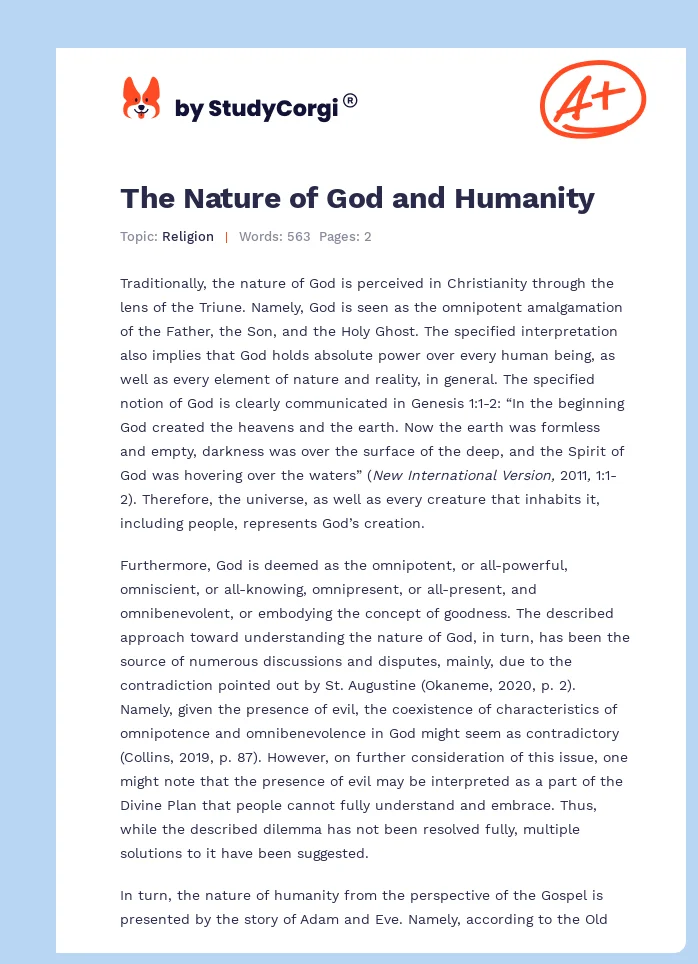 The Nature of God and Humanity. Page 1