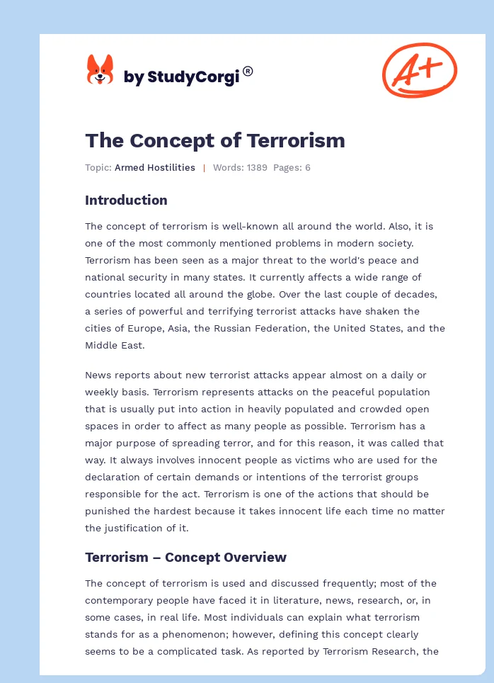 The Concept of Terrorism. Page 1