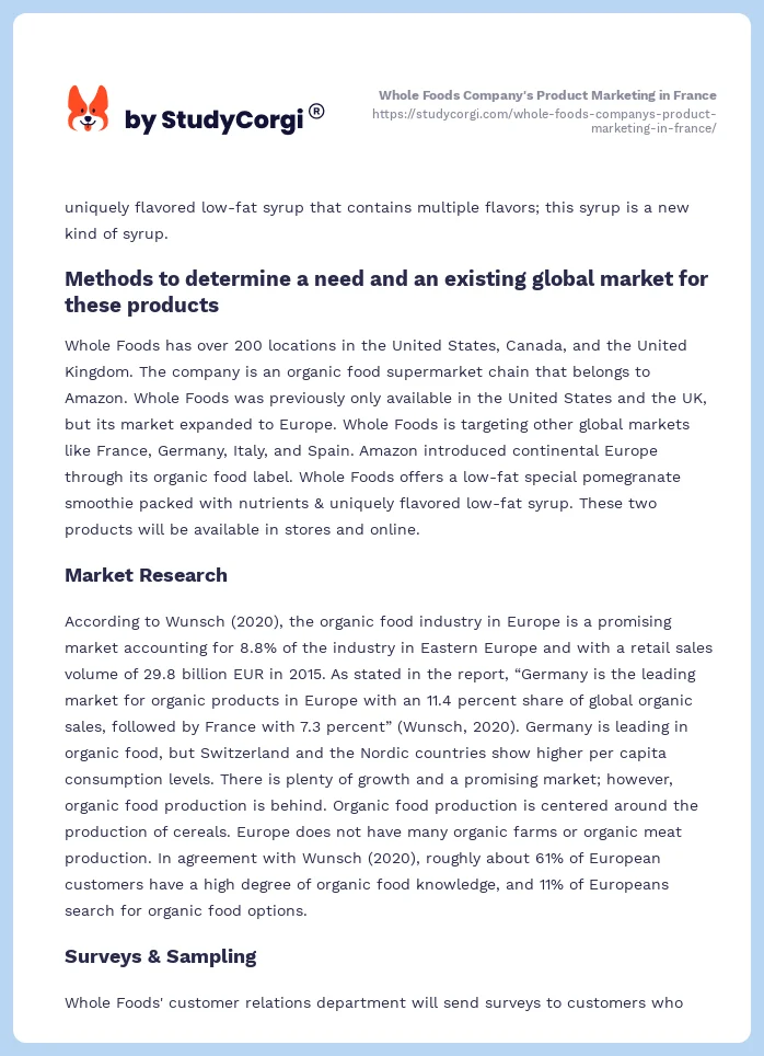 Whole Foods Company's Product Marketing in France. Page 2
